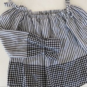 Cute Top with Stripes and Check Print. Size small